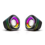 Aula n - 107 amazing sound pc / notebook 2. 0 enceintes stro 10w 3, 5 mm + usb rgb + tlcommande noir ...