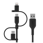 Belkin boost charge c�ble usb 1 m usb a usb c / micro - usb b / lightning noir - neuf