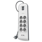 Belkin - bsv804ca2m - multiprise / parafoudre 8 prises avec 2 ports usb - cordon de 2m - blanc (protection ... Belkin - bsv804ca2m - multiprise / parafoudre 8 prises avec 2 ports usb - cordon de 2m - blanc (protection ...