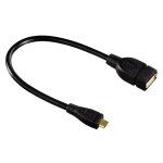 C�ble d'adaptation usb 2. 0 otg, micro m�le - femelle a, noir, 0, 15 m - neuf
