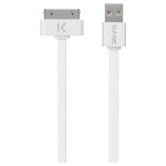 Cable plat 30 broches vers usb (1m) pour apple, blanc lumineux - neuf