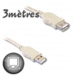 C�ble rallonge usb 2. 0 a m�le / a femelle 3m - neuf