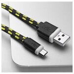 Cable tress� 1m pour smartphone android chargeur connecteur micro usb tissu tiss� lacet fil nylon universel ...