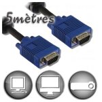 C�ble vga hd15 m�le / m�le - 5m - neuf