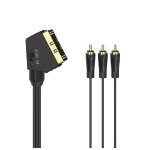 Cble vido, fiche pritel mle - 3 fiche rca mles (vido / stro), 1, 5m - neuf