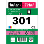 Cartouche d'encre recycl�e compatible avec hp 301 xl (couleur) - neuf