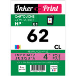 Cartouche d'encre recycle compatible avec hp 62 (couleur) - neuf