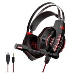 Casque gamer ovleng gt63 rouge avec micro et retro �clairage led - haut - parleur 40mm - contr�le du ...
