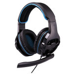 Casque gaming pc laptop oreillettes antibruit arceau r�glable micro noir bleu yonis - neuf
