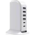 Chargeur maison multi ports 4 usb - a + 2 usb - c 40w blanc bigben - neuf