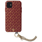 Coffret coque en cuir emboss� st germain bordeaux avec bandouli�re dor�e amovible pour iphone 11 artefakt ...