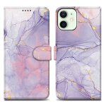 Coque pour apple iphone 12 mini design marbre rose lilas no. 5 housse de protection tui avec fermeture ...