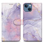 Coque pour apple iphone 14 plus design marbre rose lilas no. 5 housse de protection tui avec fermeture ...