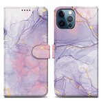 Coque pour apple iphone 13 pro design marbre rose lilas no. 5 housse de protection tui avec fermeture ...