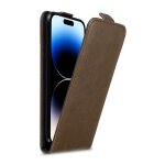 Coque pour apple iphone 14 pro max en marron caf housse de protection tui au design flip avec fermeture ...