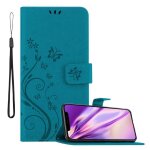 Coque pour apple iphone xs max en bleu floral housse de protection �tui au design floral avec fermeture ...