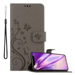 Coque pour apple iphone xs max en gris floral housse de protection �tui au design floral avec fermeture ...