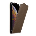 Coque pour apple iphone xs max en marron caf� housse de protection �tui au design flip avec fermeture ...