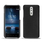 Coque cuir nokia 8 - coque arri�re - noir - cuir grain� - neuf