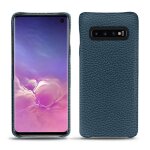 Coque cuir samsung galaxy s10 - coque arri�re - bleu - cuir grain� - neuf
