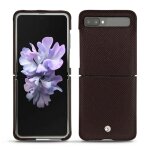 Coque cuir samsung galaxy z flip - seconde peau - marron envo�tant ( pantone #4e3629 ) - cuir saffiano ...