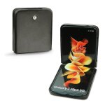 Coque cuir samsung galaxy z flip3 - seconde peau - noir - cuir lisse - neuf