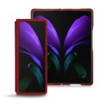 Coque cuir samsung galaxy z fold2 - seconde peau - rouge - cuir grain� - neuf