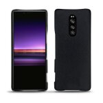 Coque cuir sony xperia 1 - coque arri�re - noir - cuir saffiano - neuf