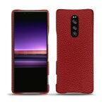 Coque cuir sony xperia 1 - coque arri�re - rouge - cuir grain� - neuf