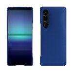 Coque cuir sony xperia 1 v - coque arri�re - bleu - cuir lisse - neuf
