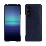 Coque cuir sony xperia 1 v - coque arri�re - cobalt ( pantone #2b253f ) - cuir grain� - neuf