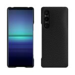 Coque cuir sony xperia 1 v - coque arri�re - noir - cuir grain� - neuf