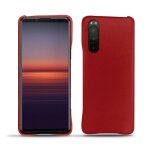 Coque cuir sony xperia 5 ii - coque arri�re - rouge - cuir lisse - neuf