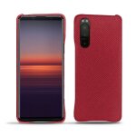 Coque cuir sony xperia 5 ii - coque arri�re - rouge - cuir saffiano - neuf