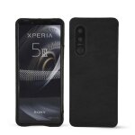 Coque cuir sony xperia 5 iii - coque arri�re - noir - cuir lisse premium - neuf