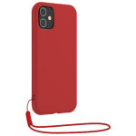 Coque iphone 12 / 12 pro silicone + dragonne assortie rouge bigben - neuf
