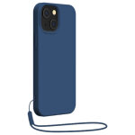 Coque iphone 13 mini silicone + dragonne assortie bleue bigben - neuf