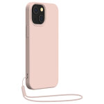 Coque iphone 13 mini silicone + dragonne assortie rose nude bigben - neuf