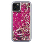 Coque karl lagerfeld bling bling avec breloques flottantes pour apple iphone 11 pro max, rose - neuf