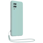 Coque samsung g a12 silicone + dragonne assortie bleu ciel bigben - neuf