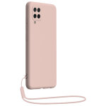 Coque samsung g a12 silicone + dragonne assortie rose nude bigben - neuf