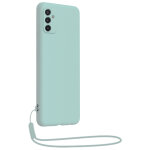 Coque samsung g m52 5g silicone + dragonne assortie bleu ciel bigben - neuf