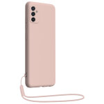 Coque samsung g m52 5g silicone + dragonne assortie rose nude bigben - neuf