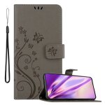 Coque pour samsung galaxy s22 en gris floral housse de protection tui au design floral avec fermeture ...