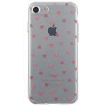 Coque semi - rigide transparente petits coeurs rouges pour iphone se (2020) / 8 / 7 - neuf