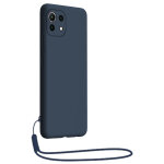 Coque xiaomi mi 11 5g silicone + dragonne assortie bleue bigben - neuf