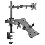 D2 support double cran pour 1 moniteur 13 - 32 pouces (33 - 81cm) orientable inclinable et 1 ordinateur ...