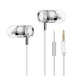 Ecouteurs metal pour smartphone avec micro kit main libre intra - auriculaire casque universel jack (argent) ...