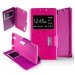 Etui folio compatible rose fushia sony xperia c4 - neuf