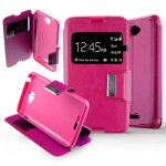 Etui folio rose fushia compatible sony xperia e4 - neuf